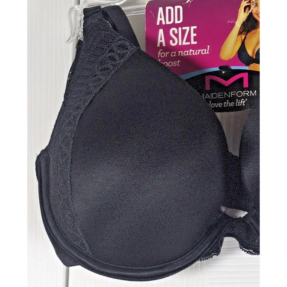 NWT Maidenform Natural Boost Add A Size Shaping Underwire Bra 09428 Black 34D